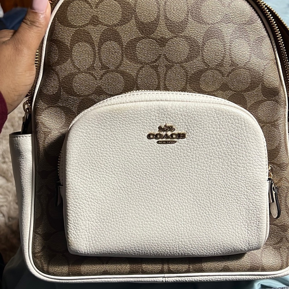 Mocha and white Coach wallet and backpack New Without Tags